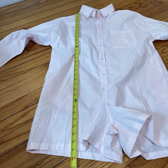 Parke Pink Cotton Long Sleeve Button Front Polo Romper Size Small - Picture 5 of 7